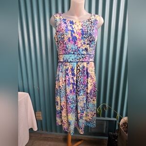 Kenar Multicolor Abstract Midi Dress Sleeveless Size 6
